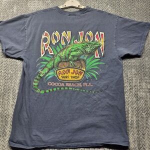 Ron Jon Surf Shop Cocoa Beach Florida Iguana Graphic T-Shirt Men's L Blue Fits M
